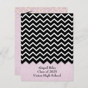 black chevron-pink blush Graduation Invitation