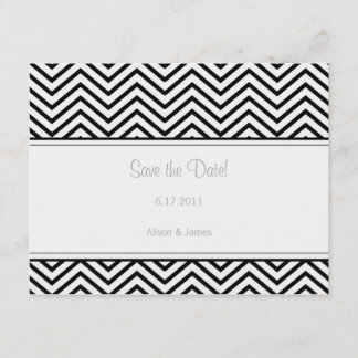 Black Chevron Print Save the Date Annoucement