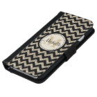 Black Chevron Silver Gold Faux Glitter Monogram