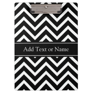 Black Chevron Stripes Squiggly Lines Personalized Clipboard