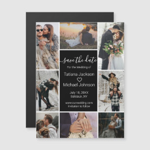 black chic 8 photos collage save the date magnet