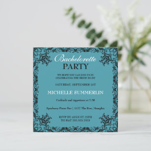 Black Chic Border Bachelorette Party Invitation