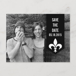 Black Chic Flourish Banner Save the Date Postcard