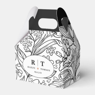 Black Chic Modern Floral Classic Welcome Bags Favor Box