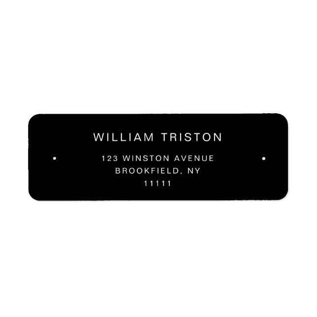Black Chic Modern Plaque Adresse de retour Label (Devant)