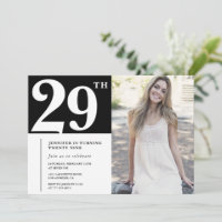 Black Chic Photo 29e anniversaire Invitations