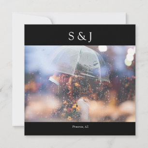 Black Chic Photo Elegant Modern Square Minimalist Invitation