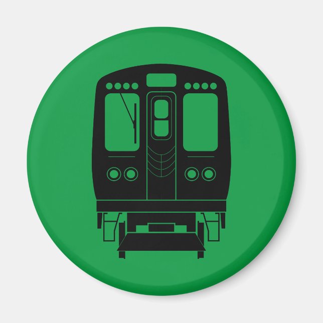 Black Chicago “L” Profile on Green Background Magnet (Front)