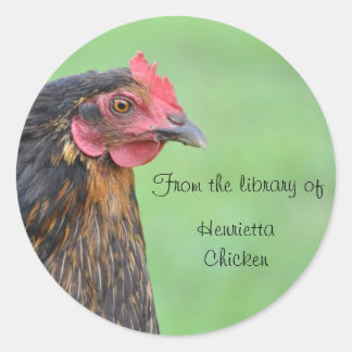 Black chicken bookplate sticker
