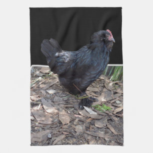 Black Chicken Dimensional Art, Tea Towel