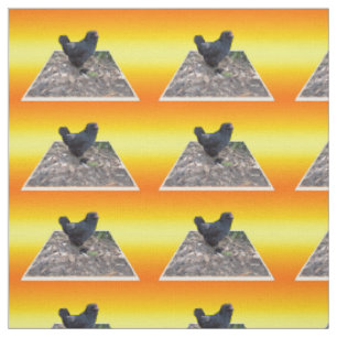 Black Chicken On Golden Yellow, Fabric