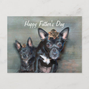 Black Chihuahua Dog with Mouse Father's Day Postcard