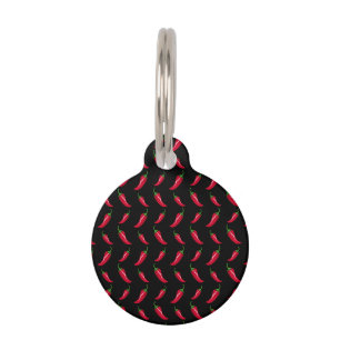 Black chili peppers pattern pet tag