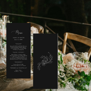 Black Chinoiserie Floral Wedding Menu