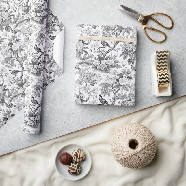 Black chinoiserie porcelain wedding Wrapping Paper (Crafts)