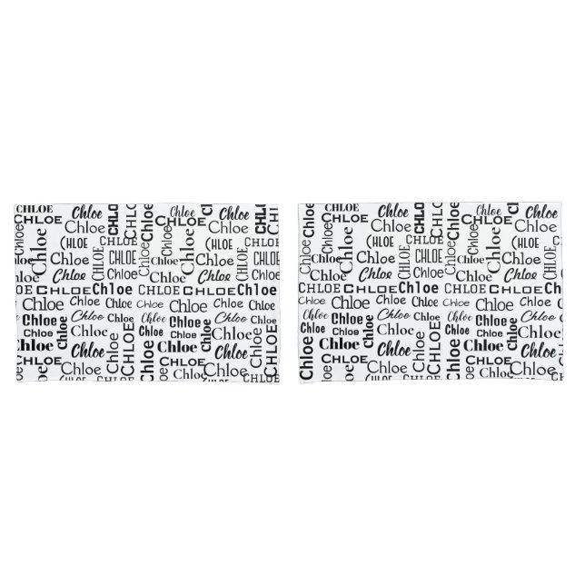 Black CHLOE Name On White Pillowcase (Front-Set)