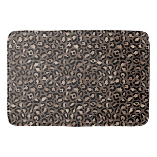 Black Chocolate Brown Bronze Leopard Print         Bath Mat