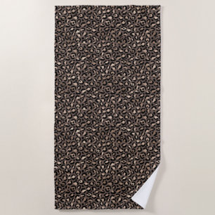 Black Chocolate Brown Bronze Leopard Print         Beach Towel