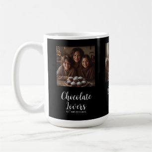 Black Chocolate Lovers Established 3 Photo Script Coffee Mug