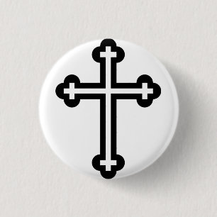 Black Christian cross 1 Inch Round Button