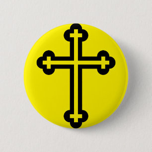 Black Christian cross 2 Inch Round Button