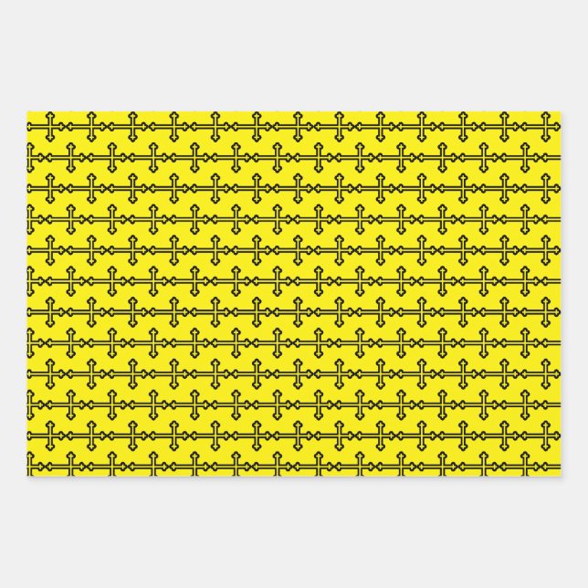 Black Christian cross Wrapping Paper Sheet (Front)
