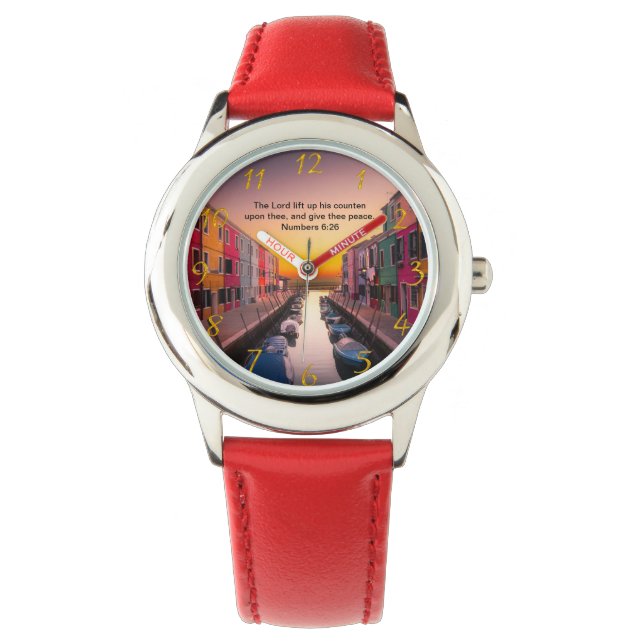 Black Christian Faith cross with Numbers 6:26  Watch (Front)