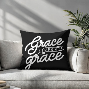 Black Christian Grace upon grace Throw Pillow