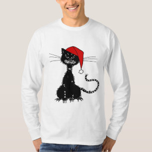Black Christmas Cat T-Shirt