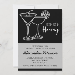 Black Christmas Cocktail Party Cocktail Invitation