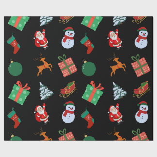 Black Christmas Icons Wrapping Paper
