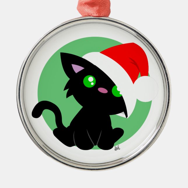 Black Christmas Kitty Ornament (Front)