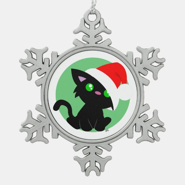 Black Christmas Kitty Ornament (Front)