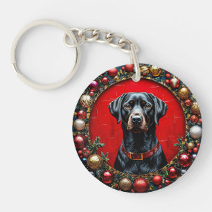 Black Christmas Labrador Dog Gift Keychain