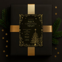 Black Christmas Night Elegant Party Invitation