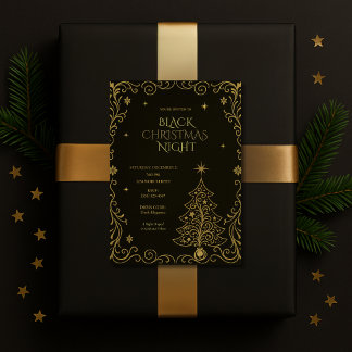 Black Christmas Night Elegant Party Invitation  