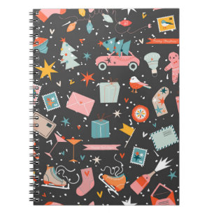 Black Christmas: ornate vintage pattern. Notebook