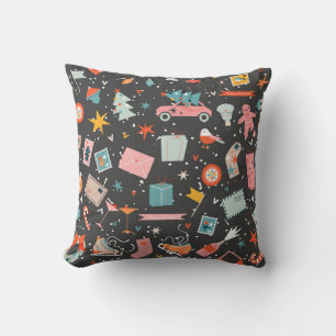 Black Christmas: ornate vintage pattern. Throw Pillow