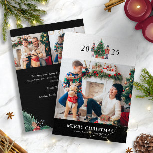 Black Christmas Photo Collage Holiday Card