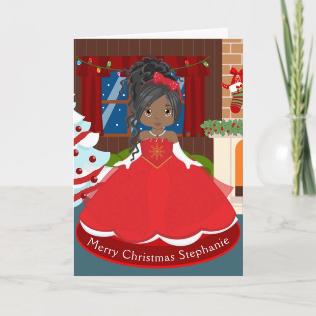 Black Christmas Princess Holiday Card (Front)