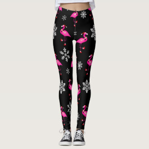 black christmas santa claus flamingo leggings