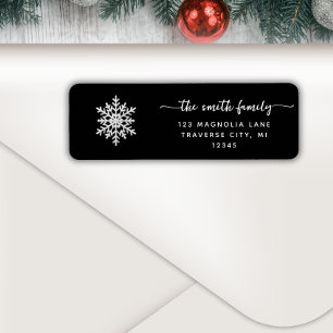 Black Christmas Snow flake Return address