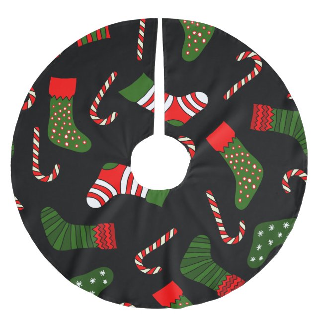 black christmas stockings brushed polyester tree skirt (Front)
