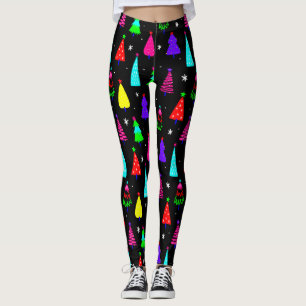 black christmas tree colourful pop art leggings