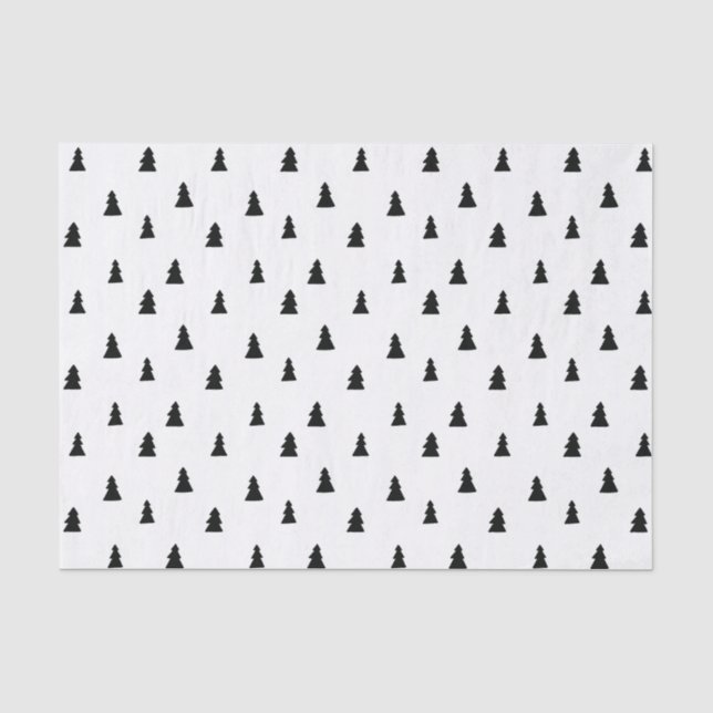 Black Christmas Tree Scandinavian Pattern Tissue Paper (Front)
