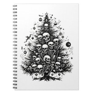 Black Christmas tree Skulls and bones Notebook