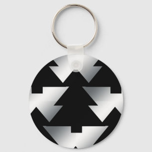 Black Christmas Trees on Silver Keychain