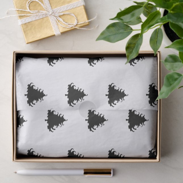Black Christmas Trees Pattern Tissue Paper (Gift)
