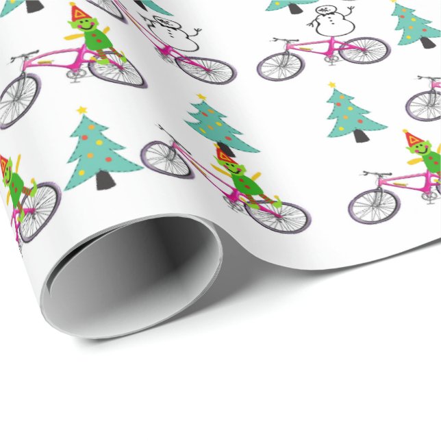 Black Christmas Trees Snowman Wrapping Paper (Roll Corner)