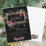 Black Christmas Wreath Red Winter Festive Wedding Invitation<br><div class="desc">Black Christmas Wreath Red Green Winter Festive Wedding Invitation - Elegant Foliage in Rustic Evergreen Hues. Embrace the enchantment of the season with our modern Christmas wedding invitation, adorned in the rich and festive colours of red and green. This elegant invitation features delicate foliage accents, and red berries that evoke...</div>